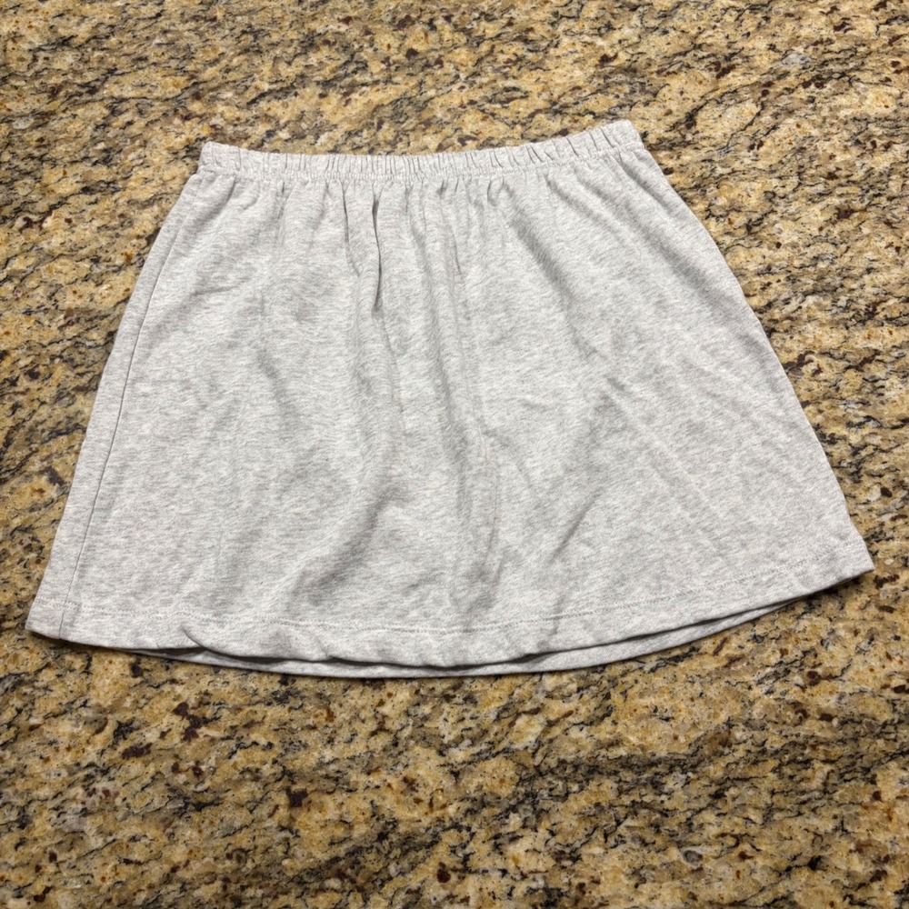 NEW Garage Women Heather Grey Fleece Mini Skirt Elastic Waist Casual Sporty M ws
